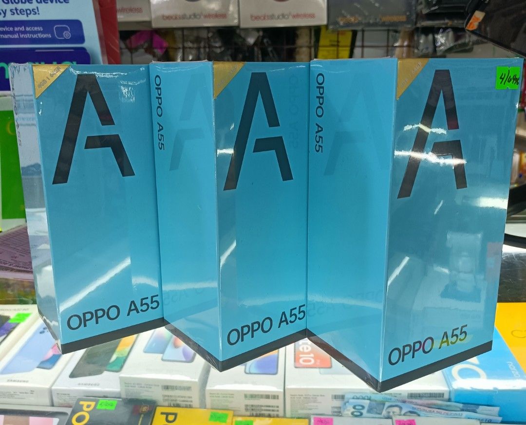 Oppo A55 (Category: OPPO) located in San Juan City. Submitted by tolskie (Listing ID 1219463852, Image 2). Description: brandnew!!! 1 year oppo warranty starry black original sealed 4/64 with physical store in greenhills.