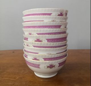 Oriental rice bowl 9 pink floral line