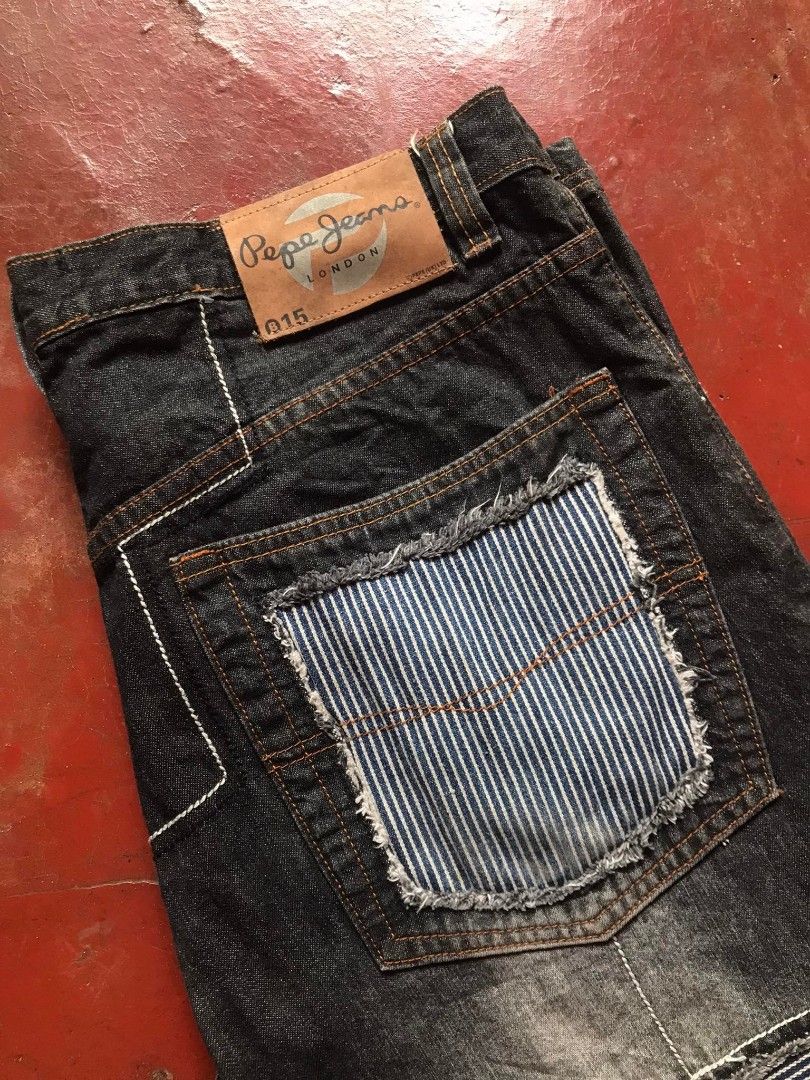 Pepe jeans (baggy pants patch work), Men's Fashion, Bottoms, Jeans on 