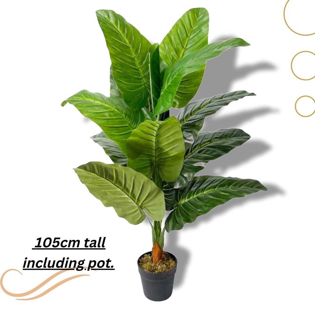 Plant Elephant Ear Artificial 105cm Bplant589, Furniture & Home Living