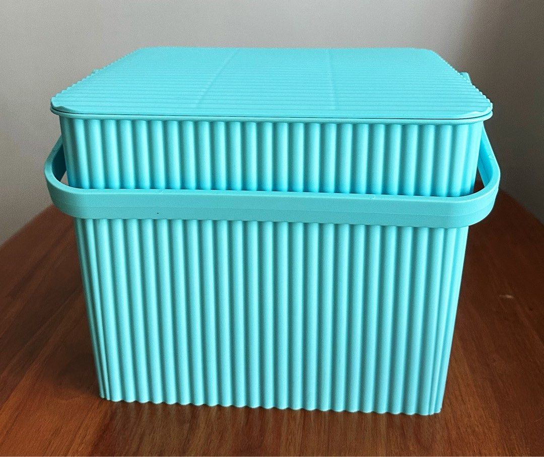Plastic storage box with cover and hanger, Furniture & Home Living
