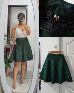 Premium Suade Skater skirt in deep green