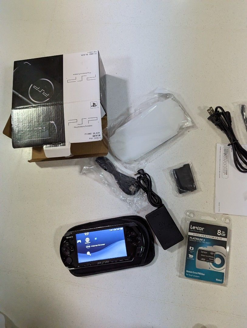 PSP 3000 console back mint like new but with microsd for games loaded ...