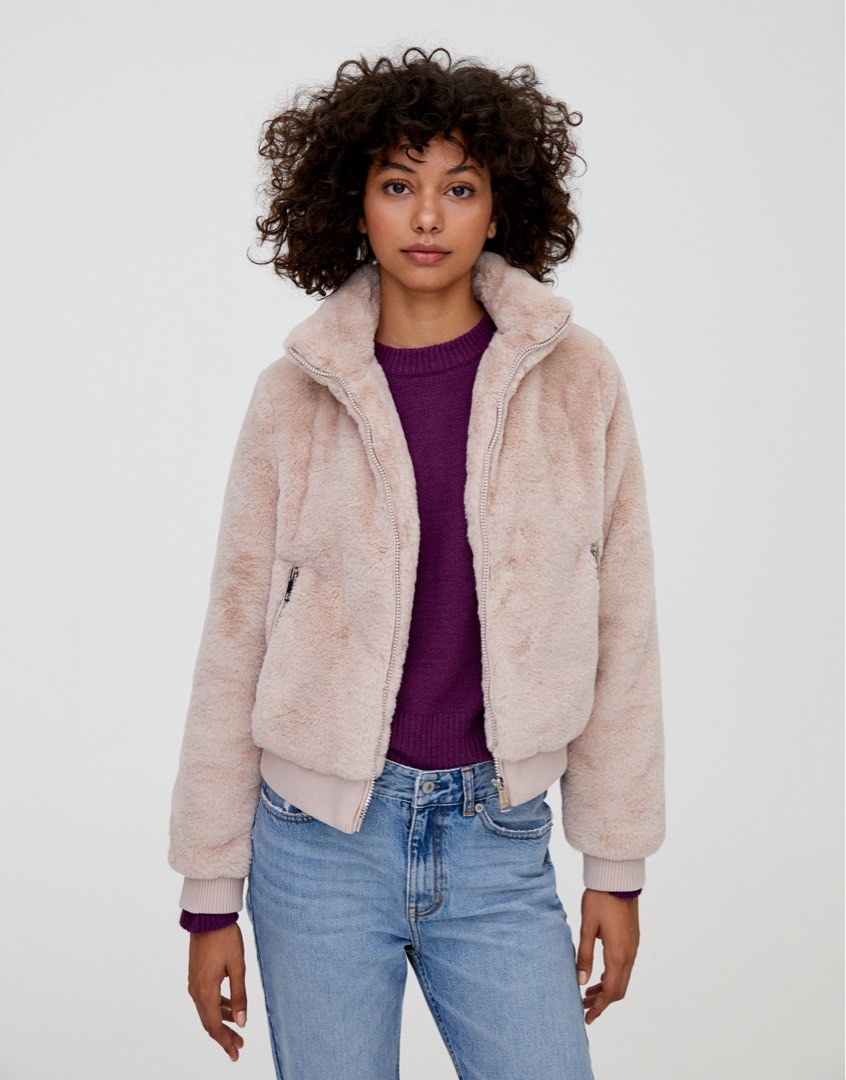 Faux fur jacket pull and bear discount
