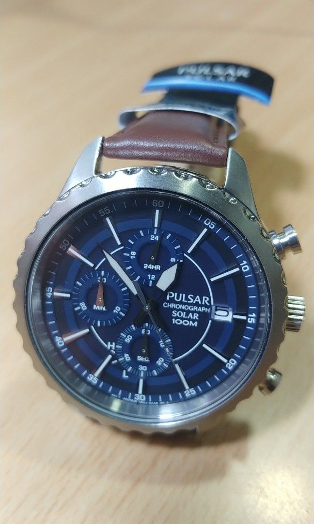 Pulsar chronograph solar 100m sale