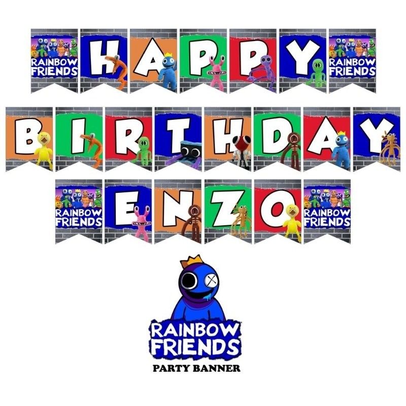 Roblox Rainbow Friends Theme Happy Birthday Party Supplies Banner