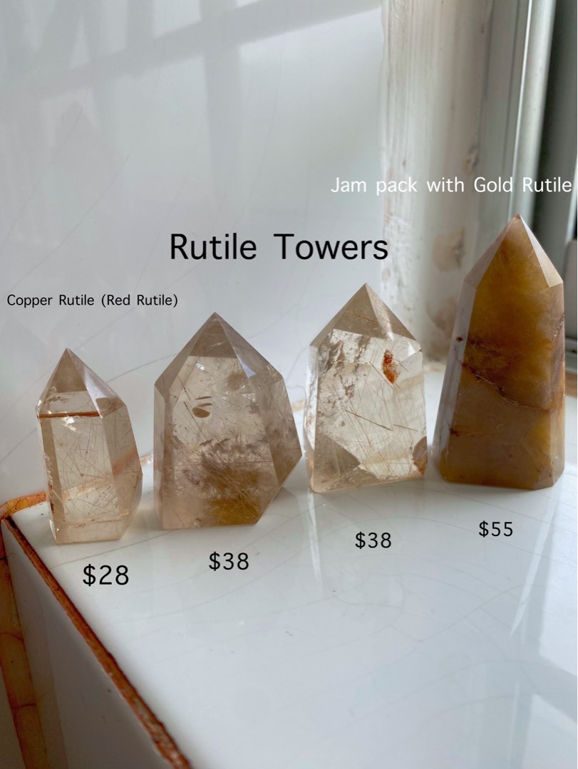 Rare Rabbit Hair Rutile Tower, Copper Rutile Tower, Smoky Quartz ...