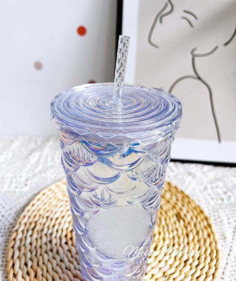 2022 Starbucks anniversary 24oz Tumbler colorful sparkling fish scale straw  cup