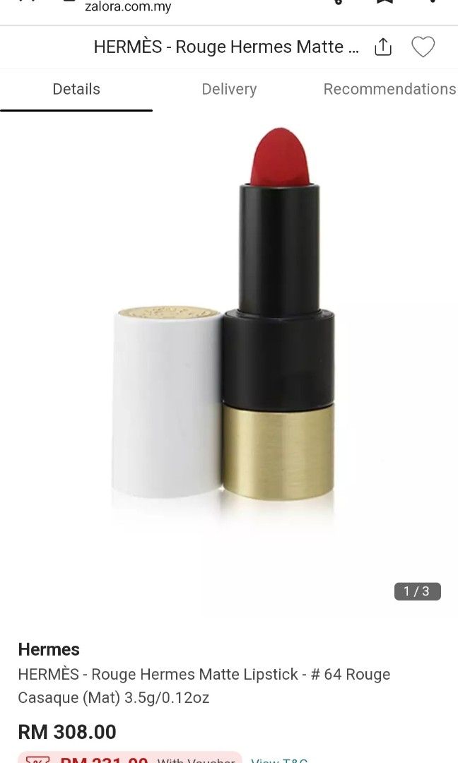 Authentic Rouge Hermes, Matte lipstick, Rouge Casaque #64, Beauty &  Personal Care, Face, Makeup on Carousell