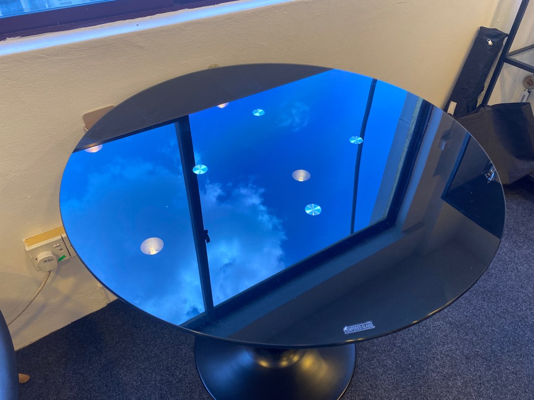 Round glass table, Furniture & Home Living, Furniture, Tables & Sets on