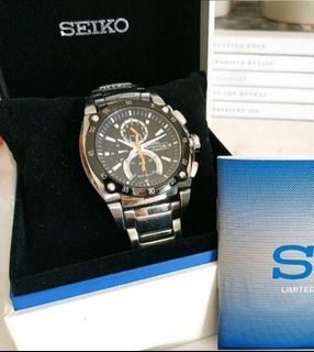SEIKO SPORTURA RACING RETROGRADE 1/100 Sec. Chronograph Steel Watch (G-Shock SUMO Citizen