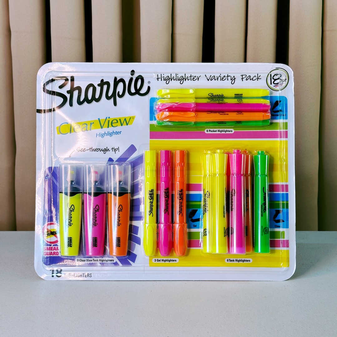 SHARPIE Clear View Highlighter 18 pcs, Imported from Canada, Hobbies