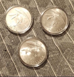Singapore Vintage uncirculated $10 Silver coins