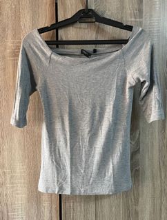 SM Woman Bodycon Off Shoulder Light Gray Blouse