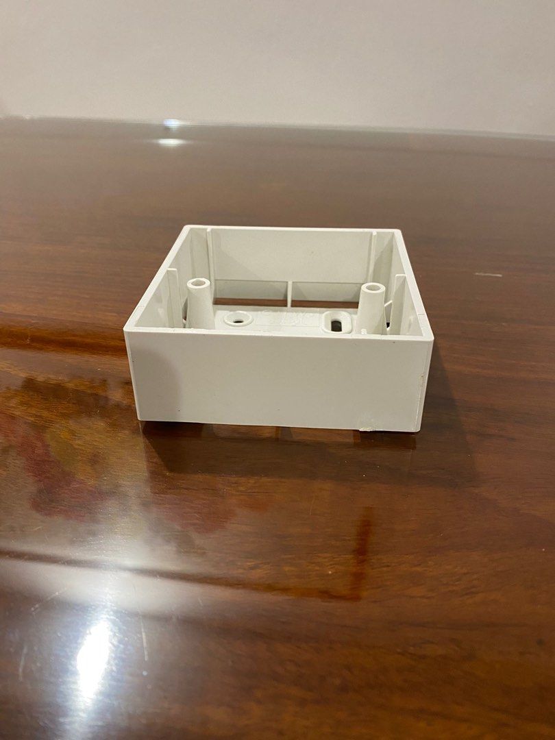 Wall Socket box (Category: Electrical, Adaptors & Sockets) located in Singapore. Submitted by pxrpletree (Listing ID 1219360592, Image 2). Description: White PVC Wiring Mount Back Box for Wall Socket 9X9cm .