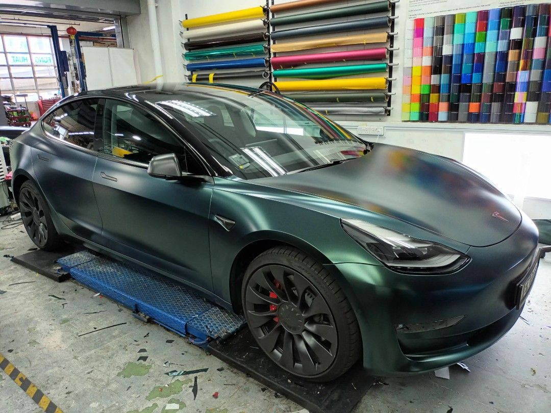 Model 3 store green wrap