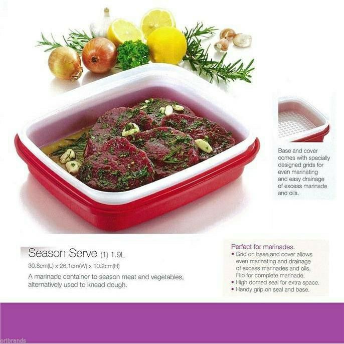  Tupperware RED Large Season Serve Meat Marinade Storage  Container: Home & Kitchen