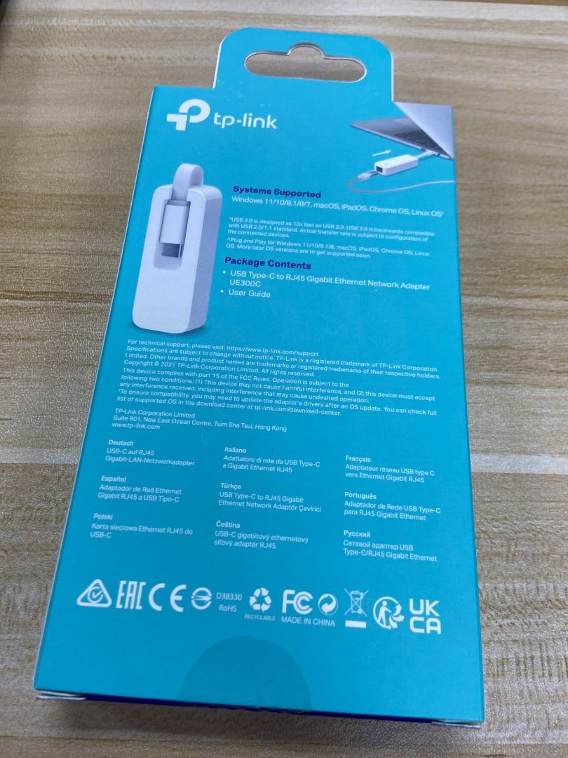 USB Type-C to RJ45 Gigabit Ethernet Adapter (TP-Link UE300C), Computers ...