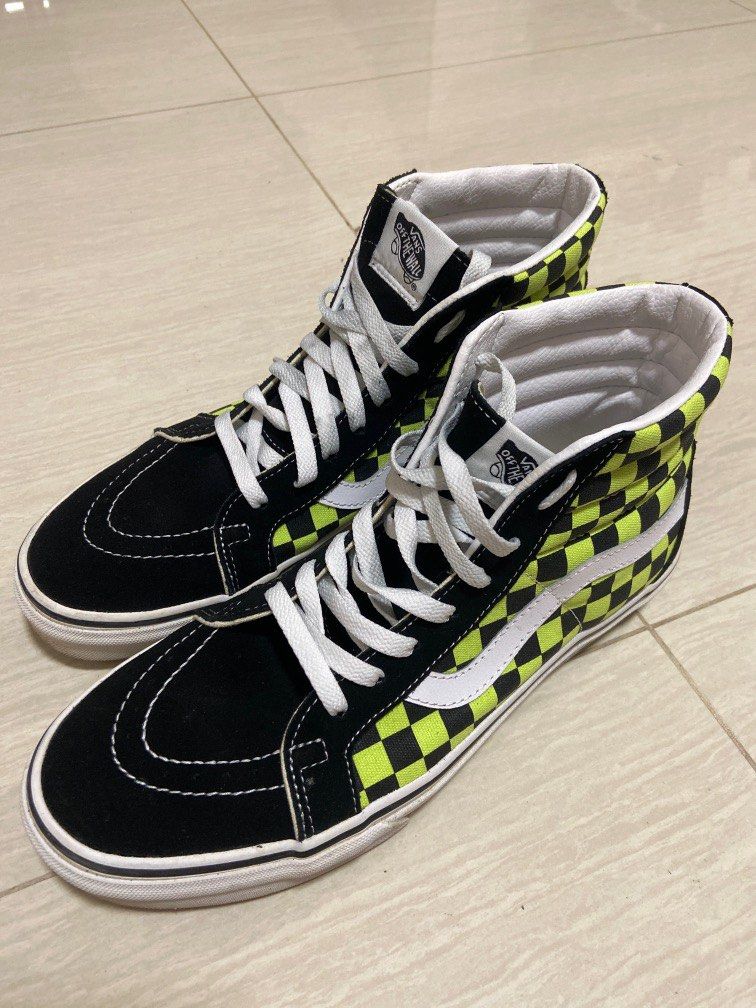 Vans Old Skool Green Checkered High Top Men s Fashion Footwear
