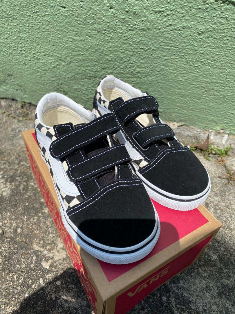 Vans Toddler Kids Primary Check Old Skool V Sneakers Shoes Babies Kids Babies Kids Fashion on Carousell
