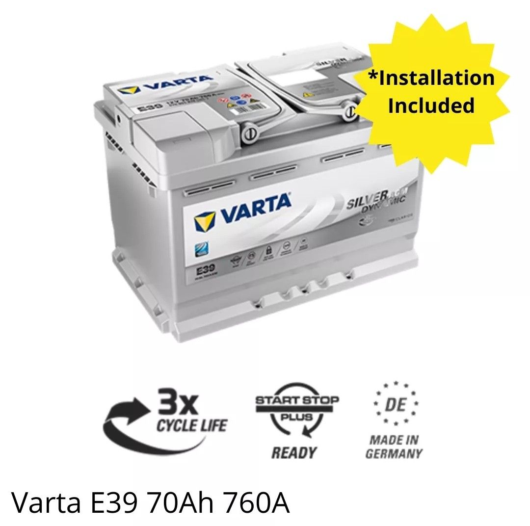Varta AGM 70Ah Battery (regenerate battery) , Auto Accessories on Carousell