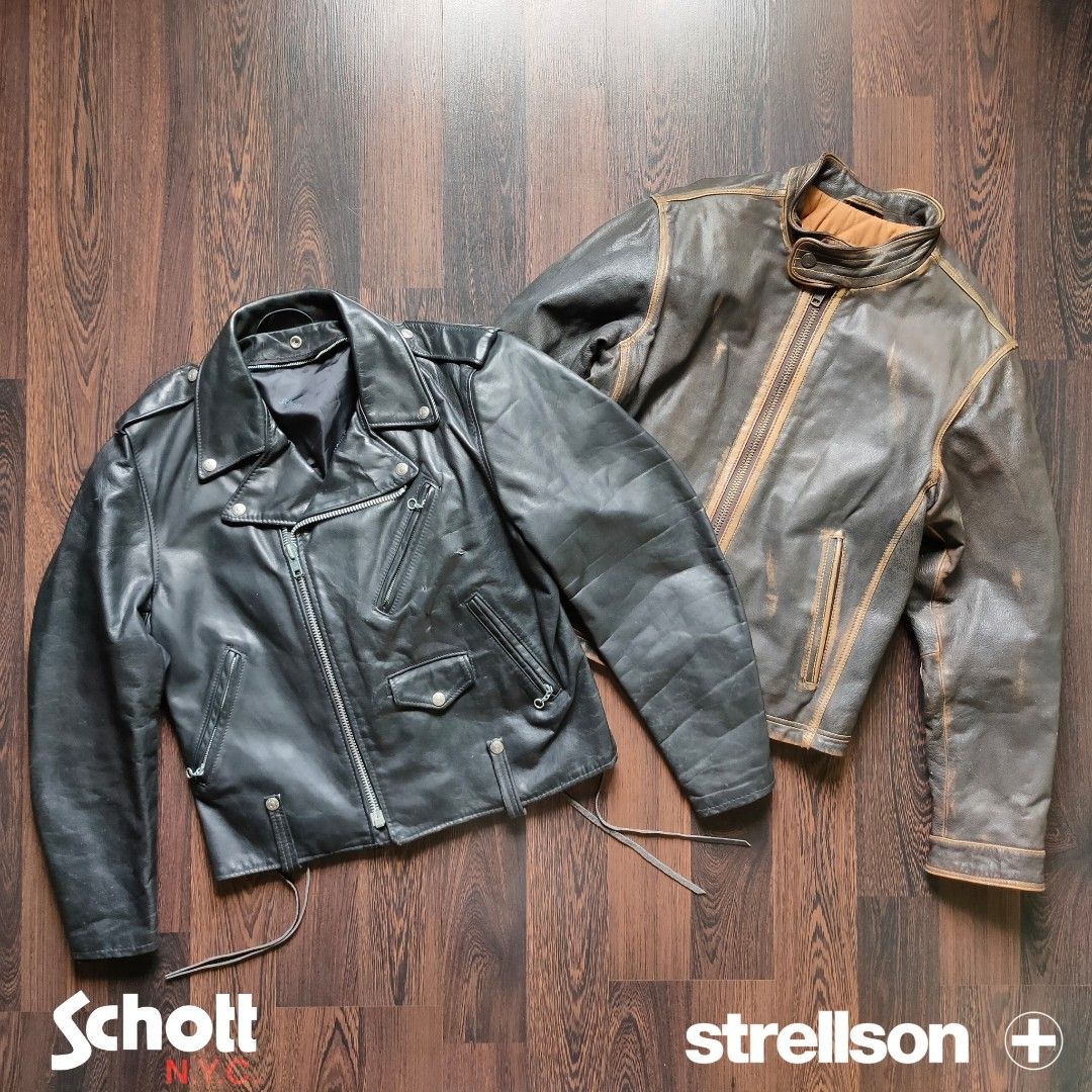 VINTAGE BIKER LEATHER JACKET COLLECTION Schott Strellson USA