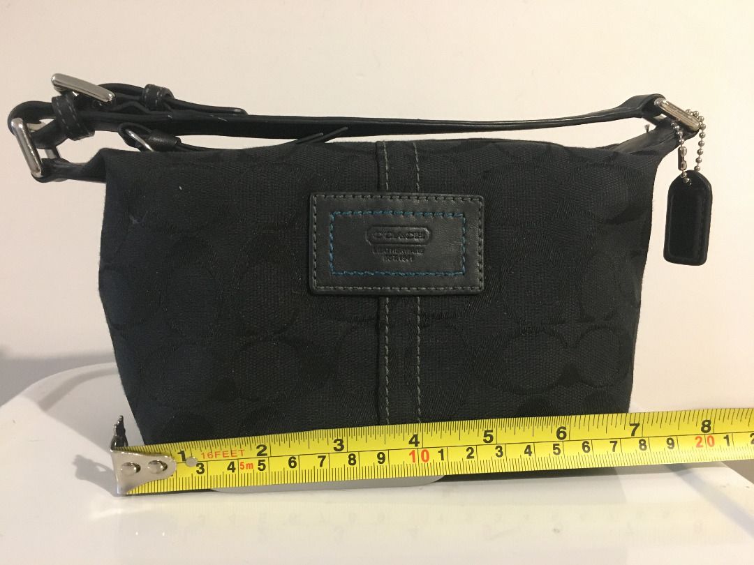 Vintage Coach Small Signature C Shoulder Bag Black Leather Trim