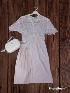 Vintage dress / laced dress / pink lilac purple