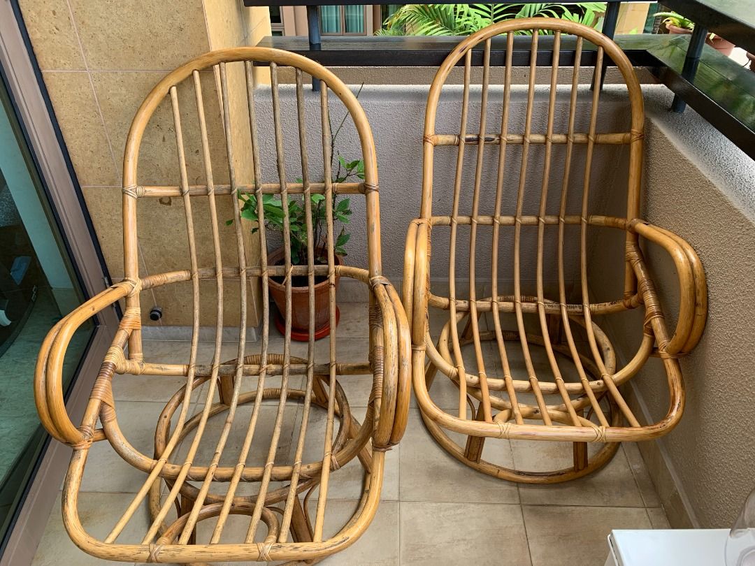Vintage Rattan Chairs (60 for 2), Furniture & Home Living, Furniture