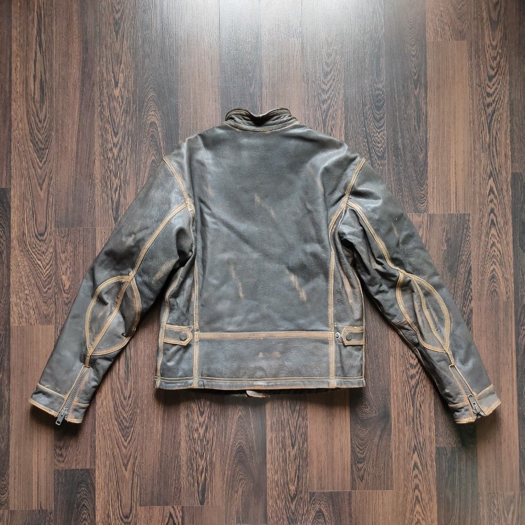 VINTAGE STRELLSON SWISS CROSS BIKER JACKET Heavy Faded Leather Style Men s Fashion Coats Jackets and Outerwear on Carousell