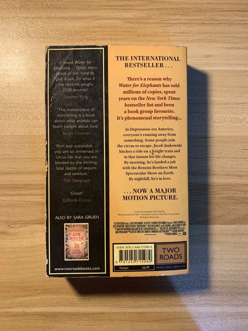 Water for Elephants (Category: Storybooks) located in Las Pinas. Submitted by tyrastyle (Listing ID 1219538694, Image 2). Description: Rfs: decluttering Shopee checkout available ⬇️ https://shope.ee/7zfbFvsutR.