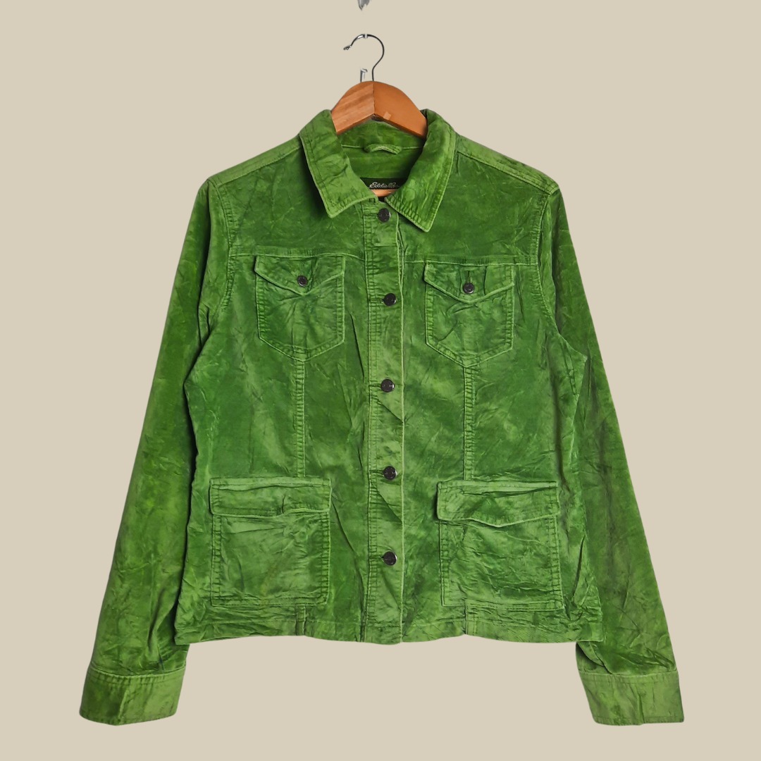 (XL) Green Kelly Jacket Corduroy Casual Wear Baggy Jacket Eddie Bauer