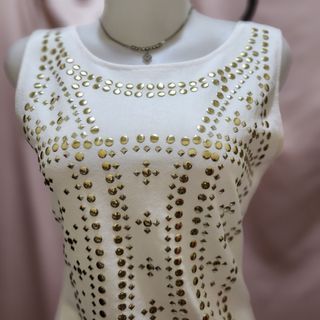 112 preloved tang tank top atasan kaos wanita putih paku paku