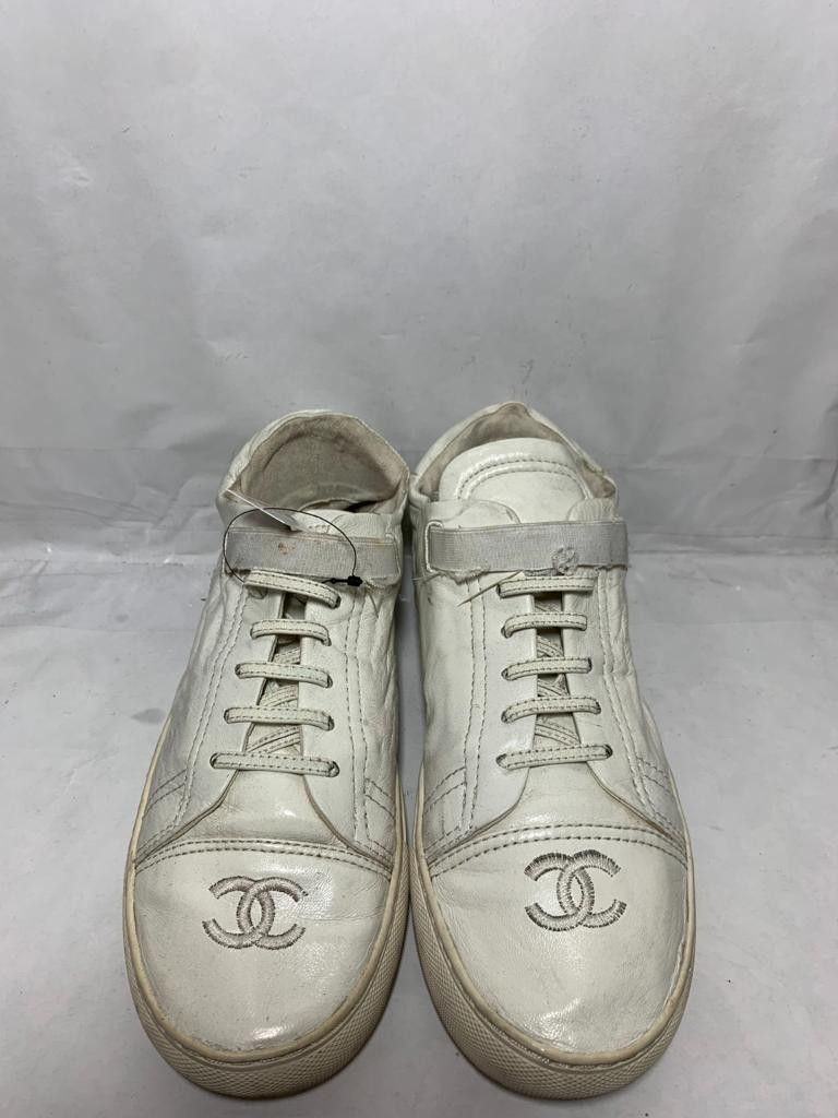 12.Chanel White Sneakers Trainers Sports Shoes Flat Women Genuine