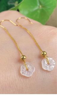 冰種花朵🌺18k金耳環