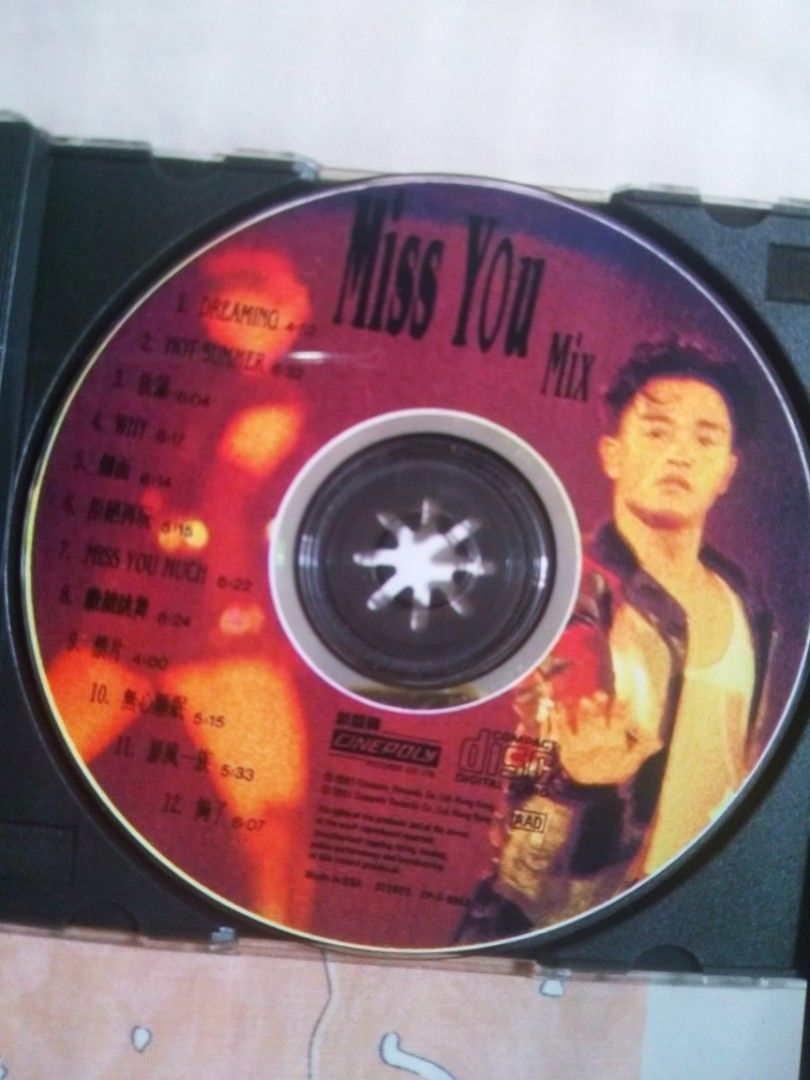 美版張國榮MISS YOU MIX CD 1991年舊版, 興趣及遊戲, 音樂、樂器& 配件