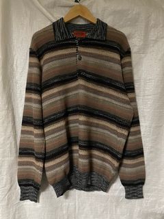 義大利製 Missoni 羊毛&克什米爾羊毛&絲 編織有領衫（A