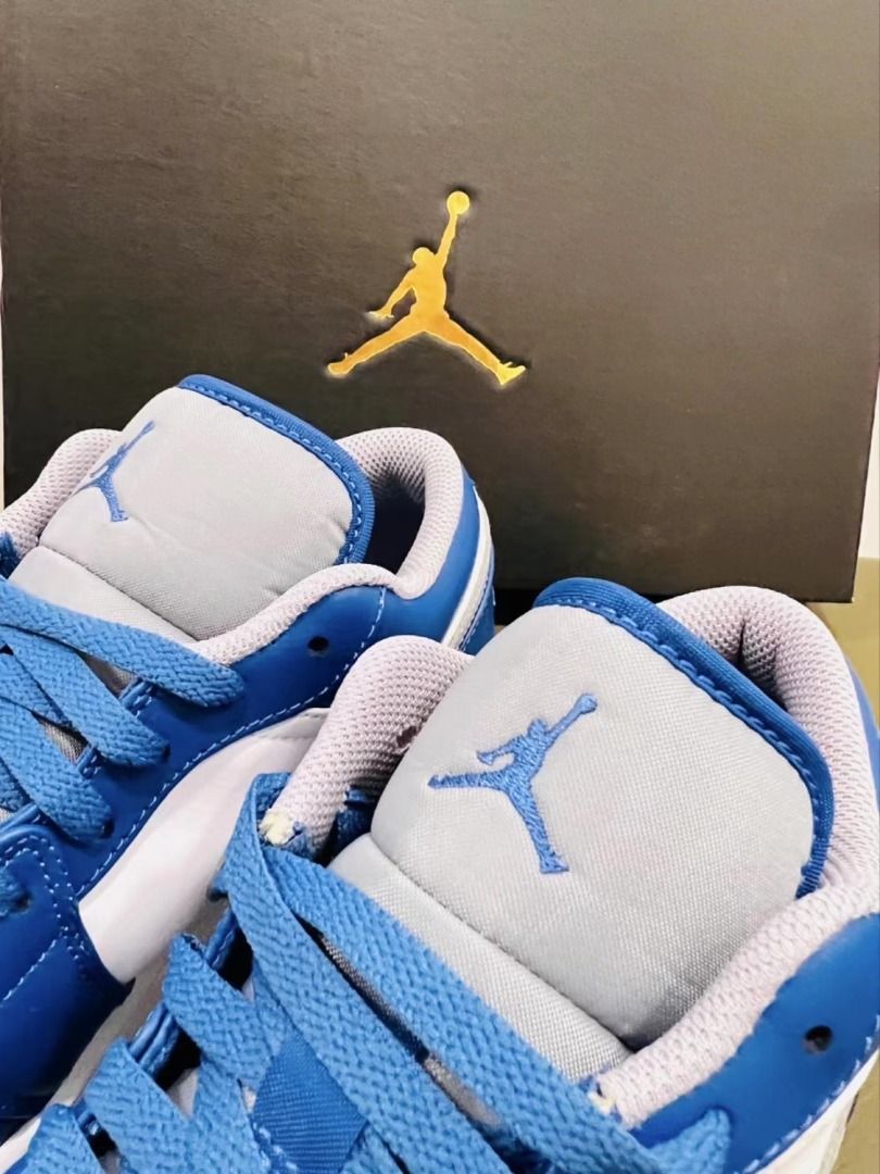 Air Jordan 1 Low 'True Blue'復古運動鞋白藍色, 男裝, 鞋, 波鞋