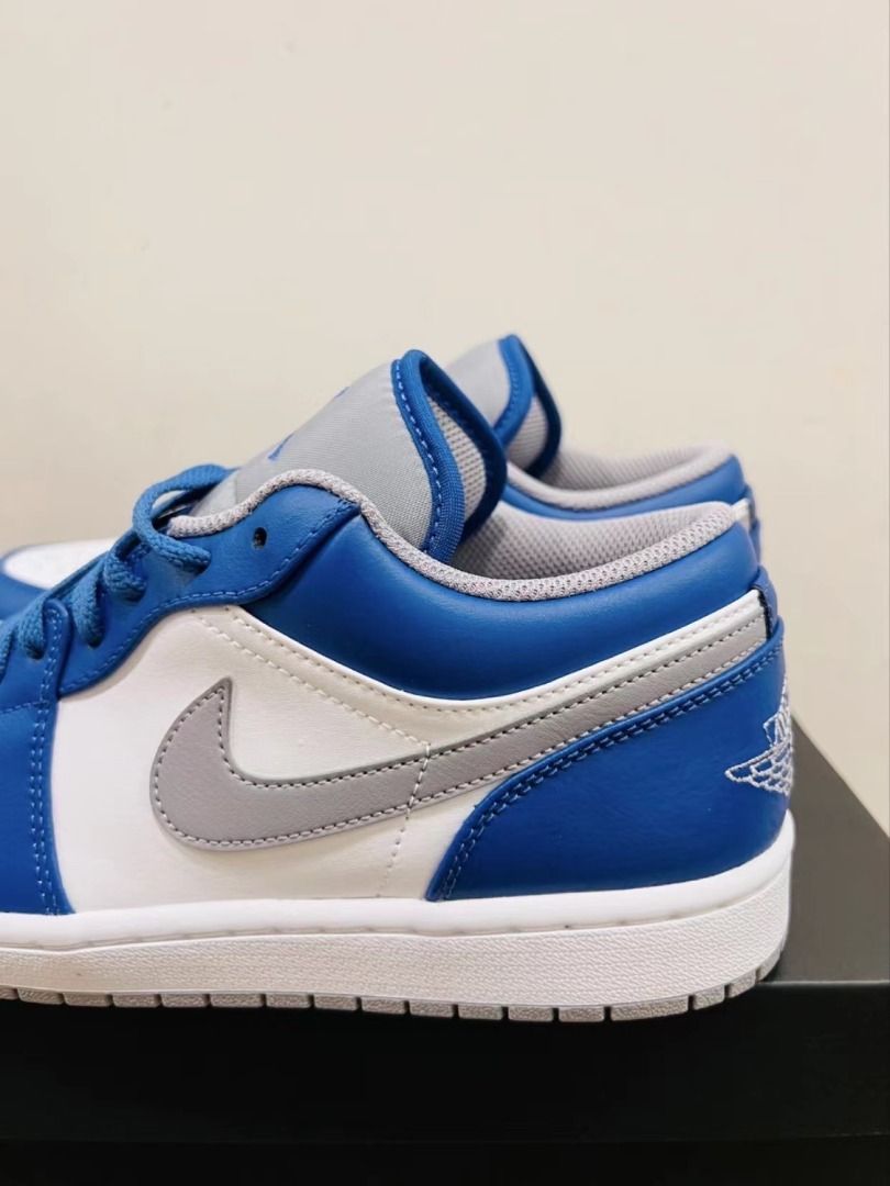 Air Jordan 1 Low 'True Blue'復古運動鞋白藍色, 男裝, 鞋, 波鞋