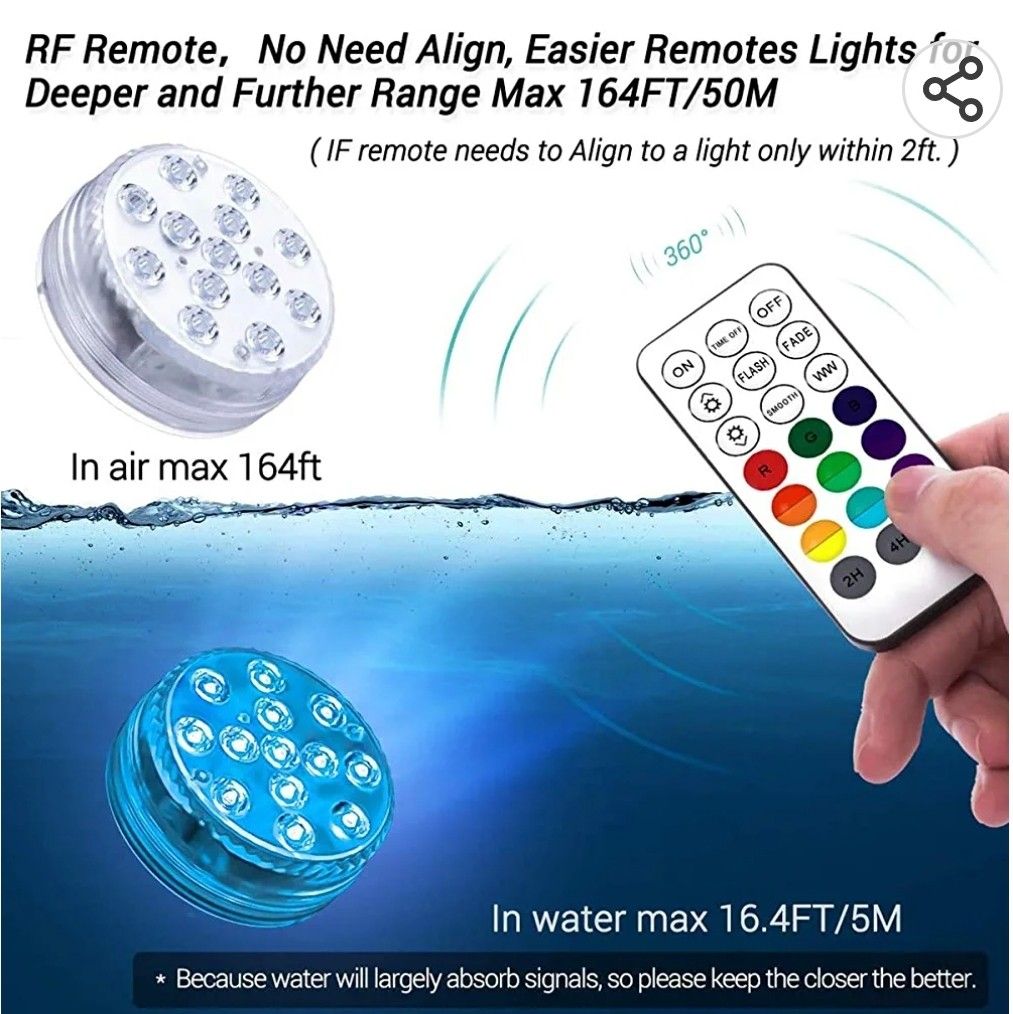 Wireless Remote Control Underwater Lamp LED Recharge Swimming Pool Light  Waterproof RGB Submersible Lamp for Holiday Party Spa