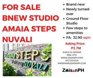 Amaia Nuvali (Steps Parkway) BNew Studio For Sale