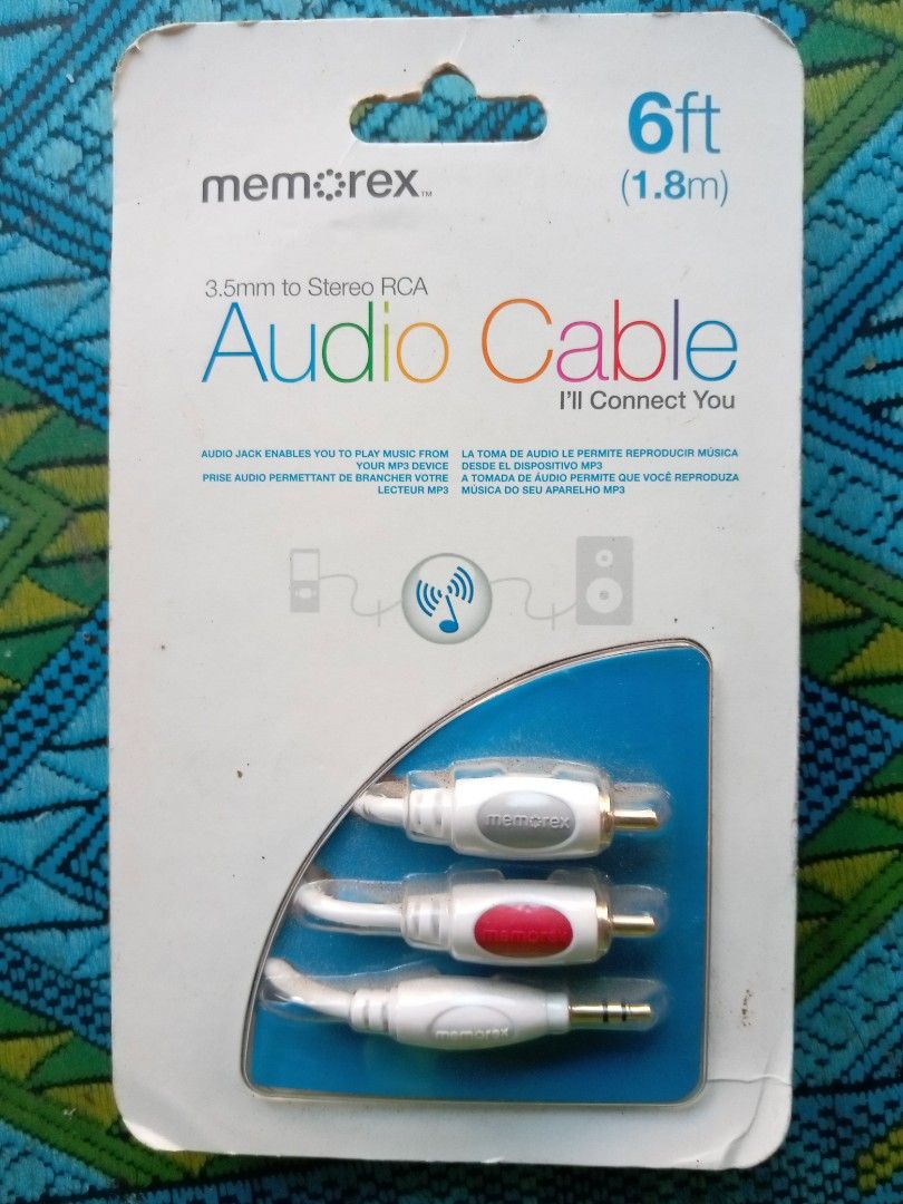 Audio cable 3.5mm to RCA stereo (Category: Cables & Adaptors) located in Dasmarinas. Submitted by d.lelis (Listing ID 1219637898, Image 1). Description: audio cable 3.5 mm to RCA stereo play your mp3 or cellphone to home stereo new from USA.