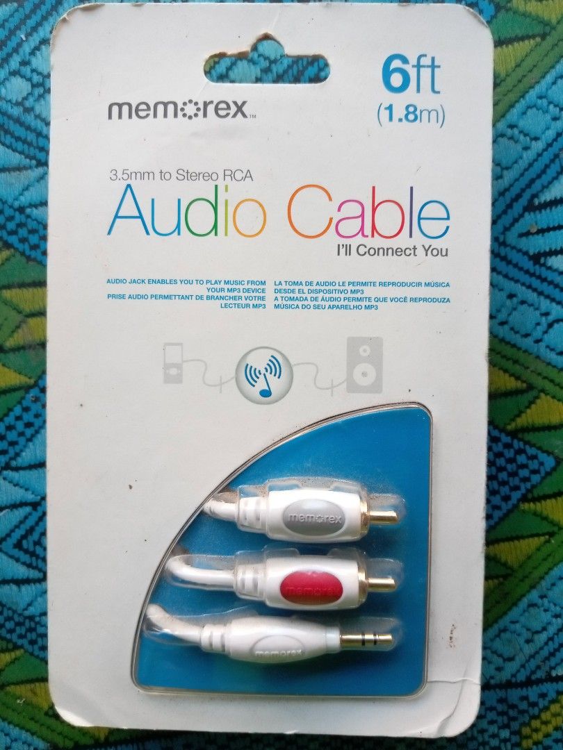 Audio cable 3.5mm to RCA stereo (Category: Cables & Adaptors) located in Dasmarinas. Submitted by d.lelis (Listing ID 1219637898, Image 3). Description: audio cable 3.5 mm to RCA stereo play your mp3 or cellphone to home stereo new from USA.