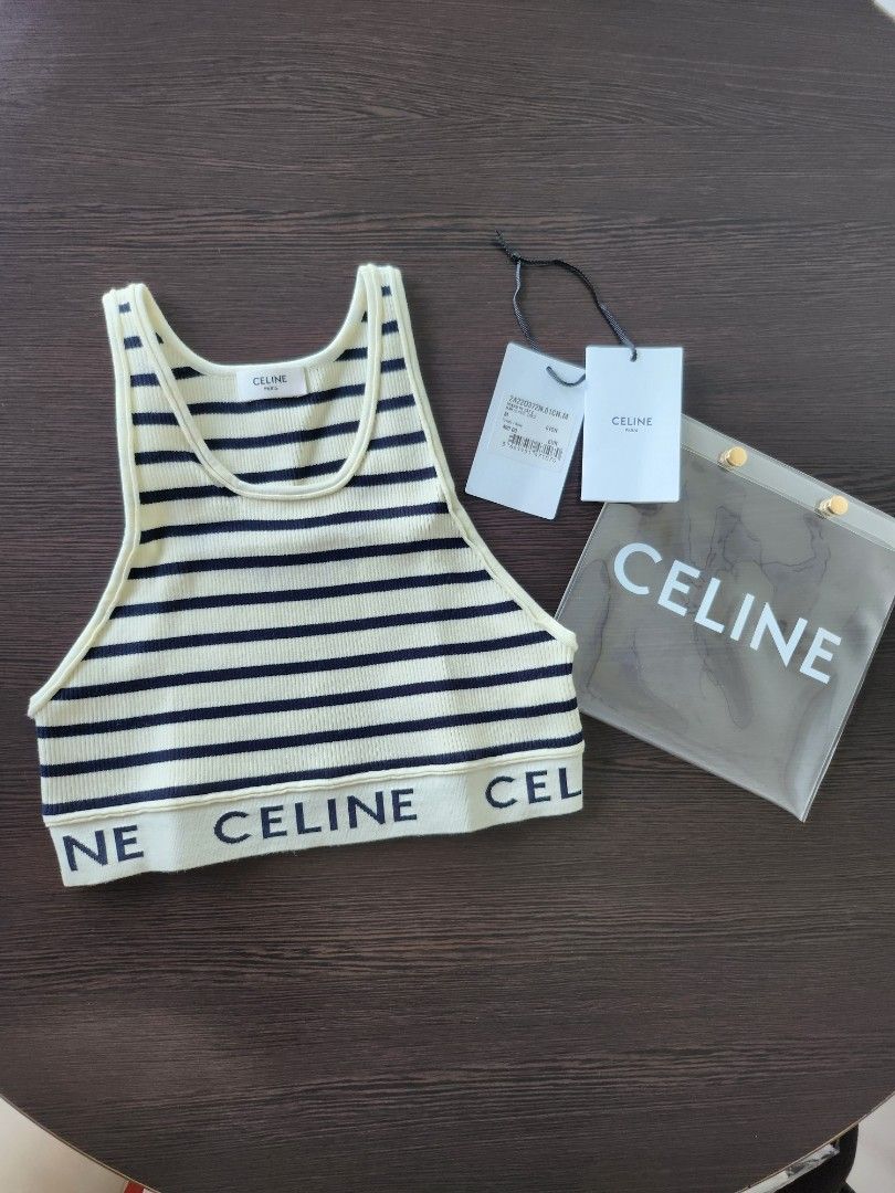 Celine Striped mesh sports bra  Mesh sports bra, Celine, Sports bra