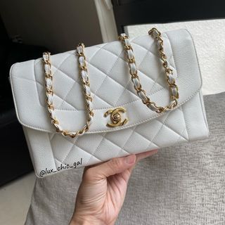 AUTHENTIC CHANEL Caviar Diana Medium 10" Flap Bag with BACK POCKET 24k Gold Hardware ❤️