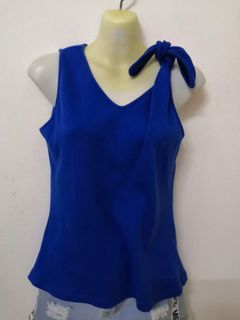 Blue Knit Sleeveless Top