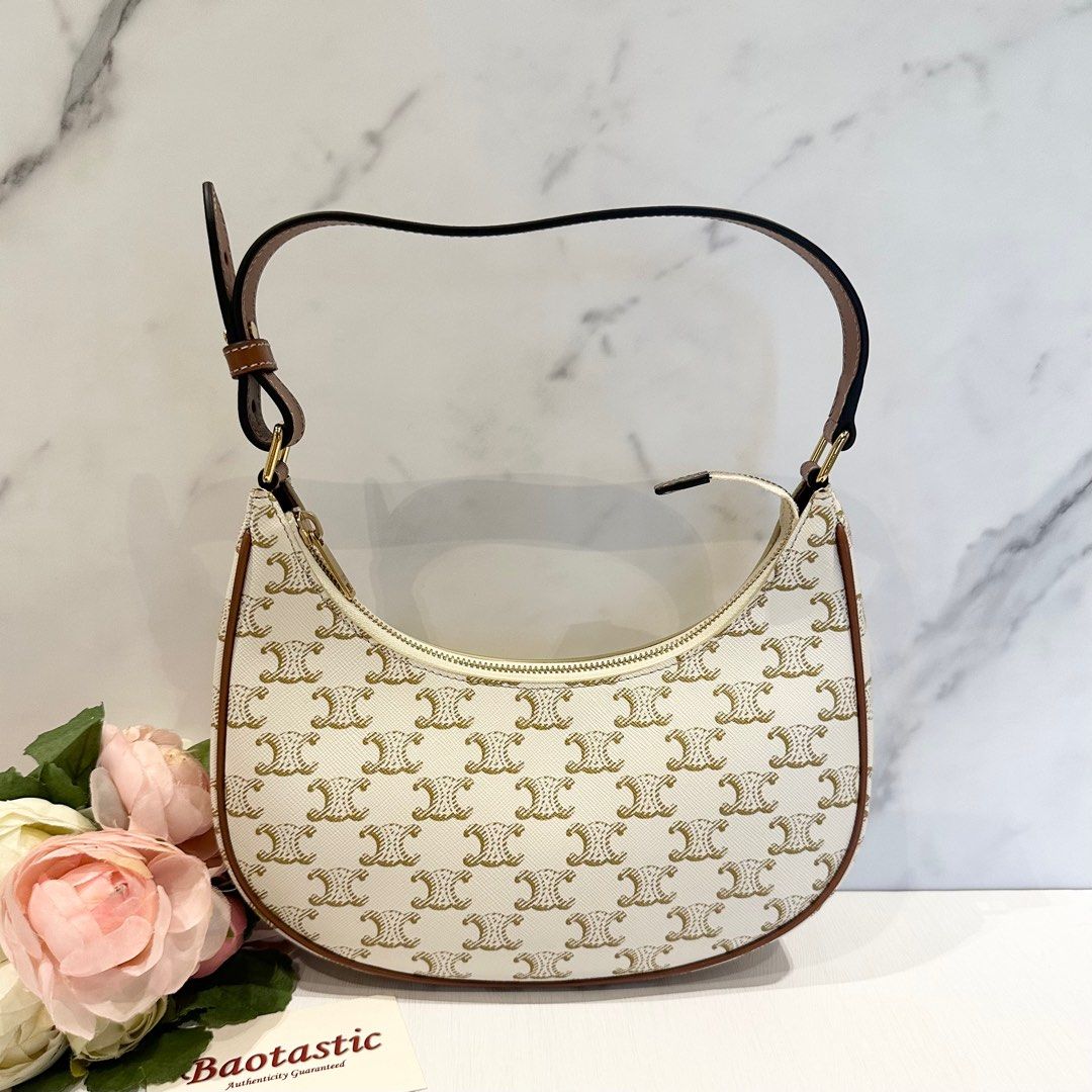 Celine Small Bucket Bag in White Triomphe Canvas and Calfskin Authentic,  Luxury, Bags & Wallets on Carousell