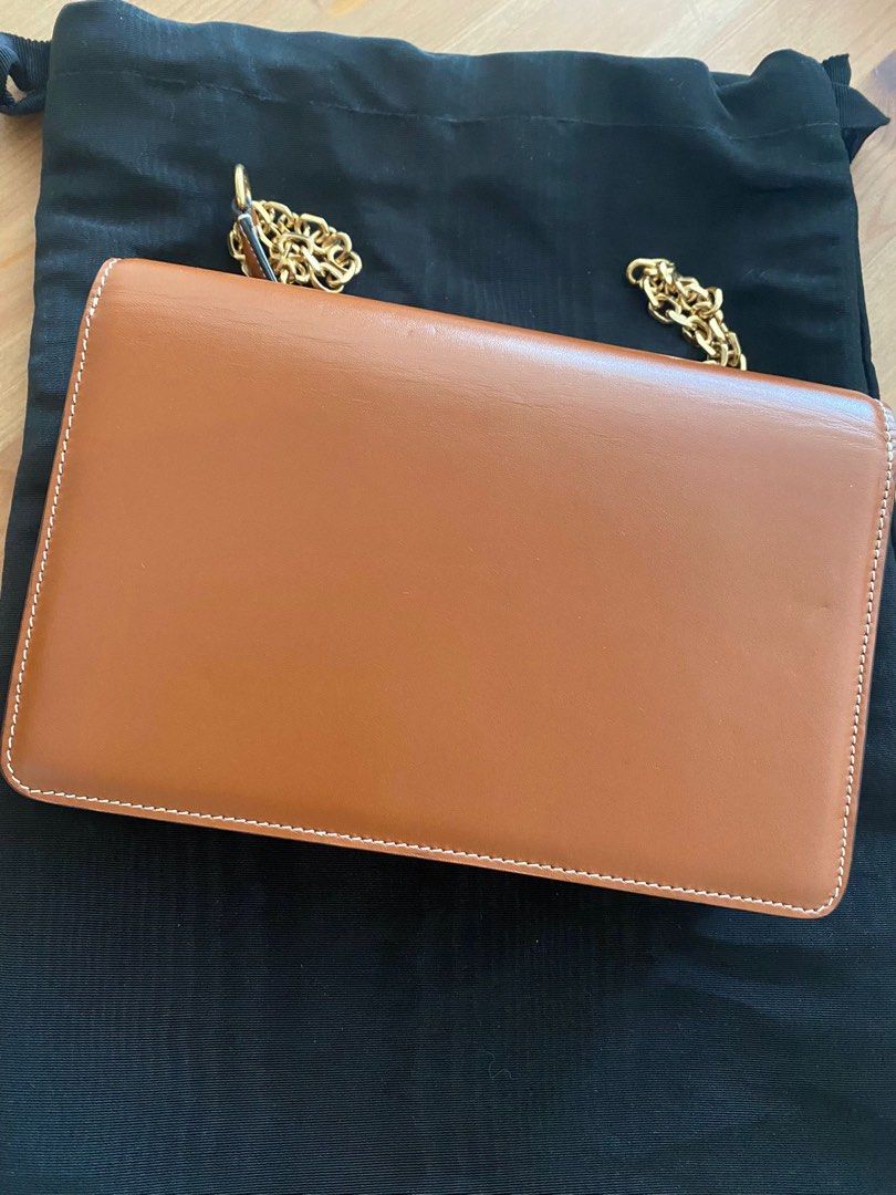 WALLET ON CHAIN MARGO IN TRIOMPHE CANVAS AND CALFSKIN - TAN