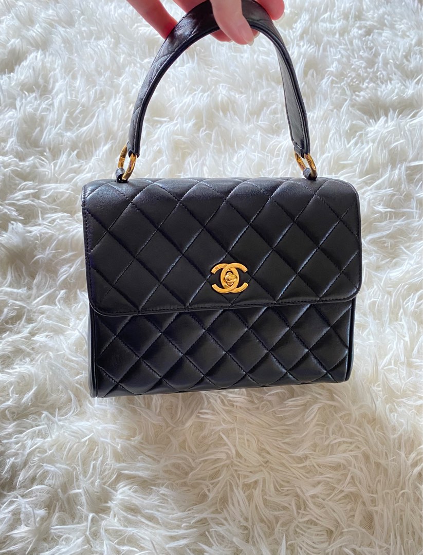 Chanel Vintage Silver Quilted Lambskin CC Top Handle Mini Kelly Bag Gold  Hardware, 1994 Available For Immediate Sale At Sotheby's