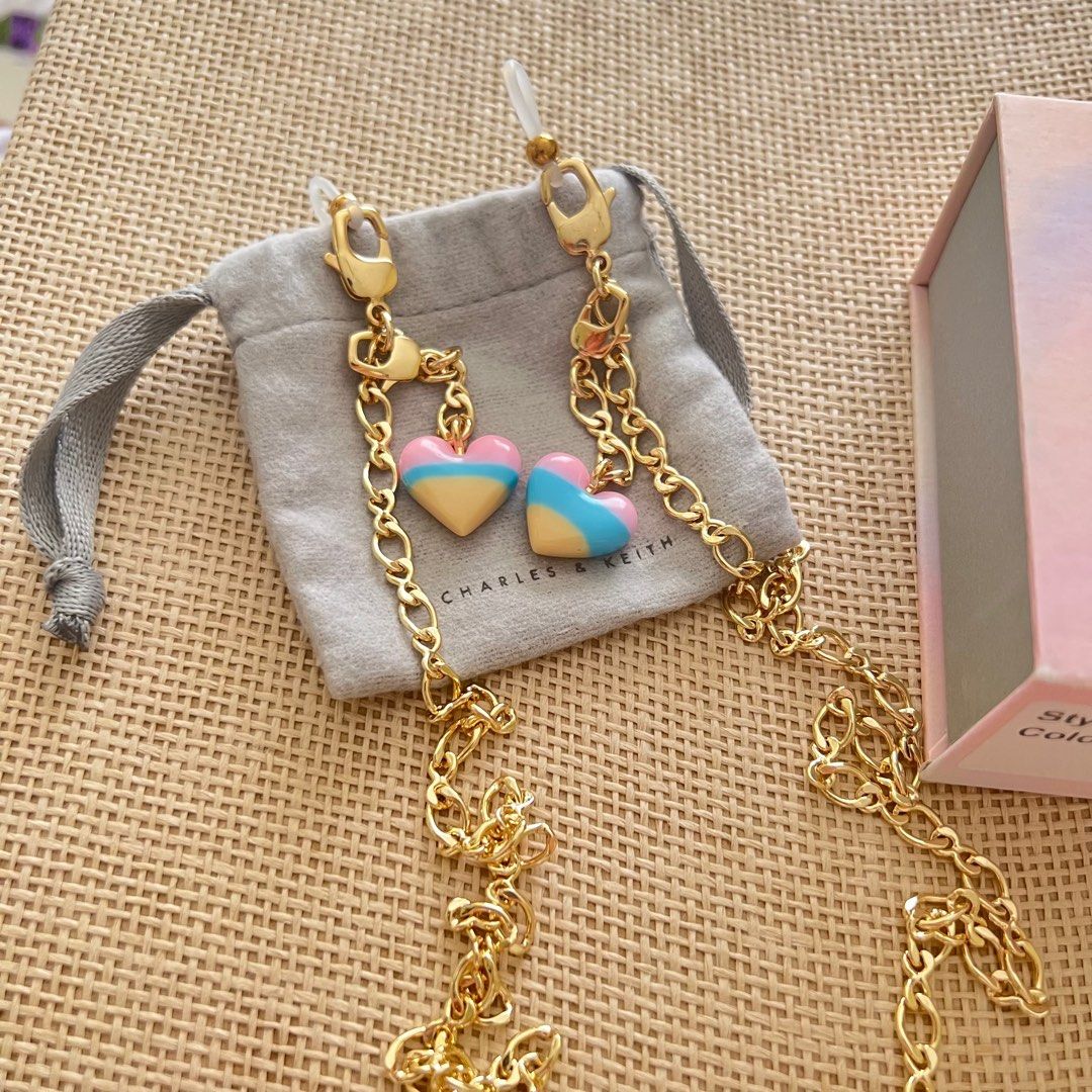 Charles Keith Rainbow Heart-Embellished Eyewear Chain, Women's